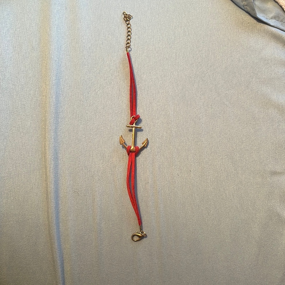 Red & Gold Sailor Anchor Bracelet